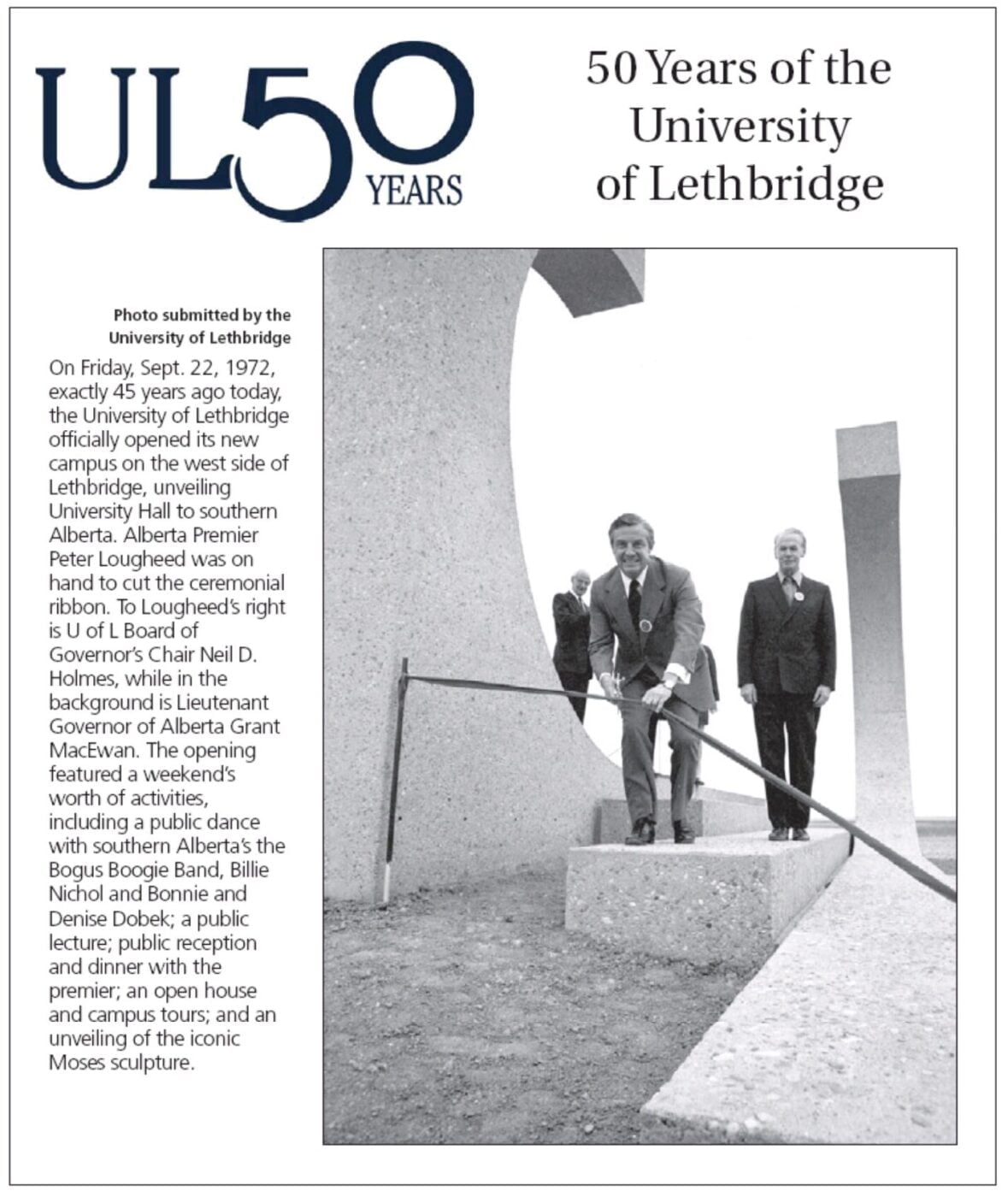 University of Lethbridge Turns 50 Article